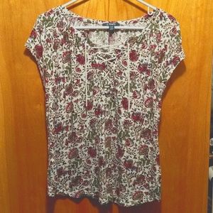 Chaps Women's Flowy Shirt/ Multi Colored Floral Print/ Sz S Petite